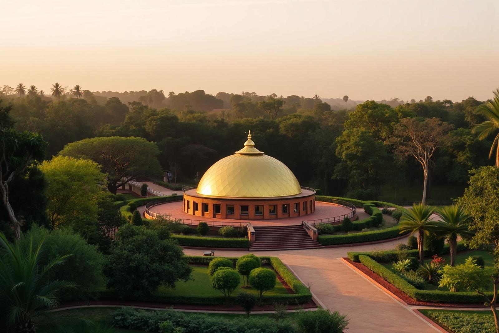 The Matrimandir at Auroville at golden hour