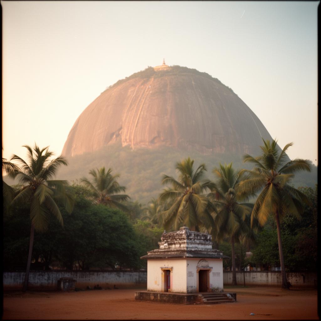 Arunachala sacred hill at Tiruvannamalai at golden hour
